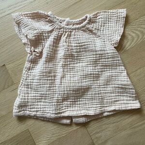 Zara brushed cotton flutter sleeve top soft feminine 6-9 months
